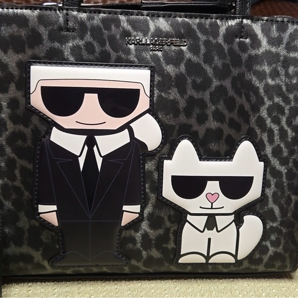 Karl Lagerfeld Black and Gray Satchel with Graphic Design - Picture 3 of 11